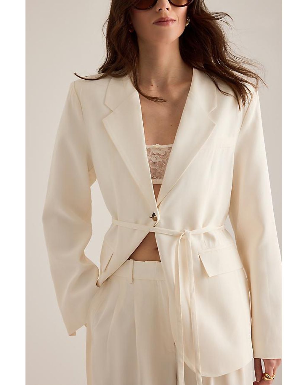 SELECTED Natural Ellie Wide-Leg Trousers