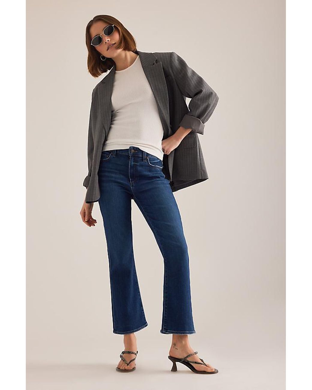 PAIGE Blue Mason Crop Bootcut Jeans