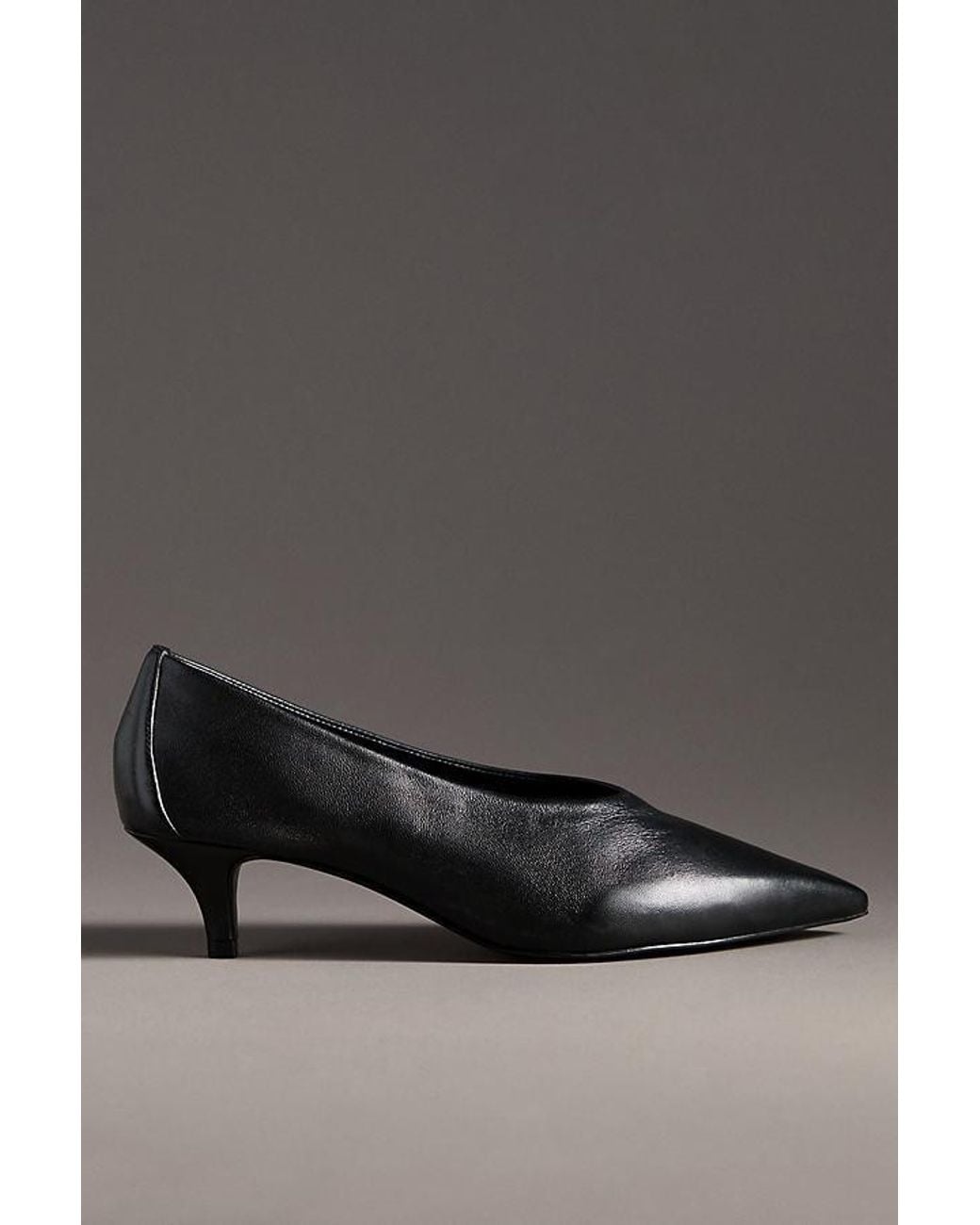 By Anthropologie Gray Pointed-Toe Kitten-Heel Pumps