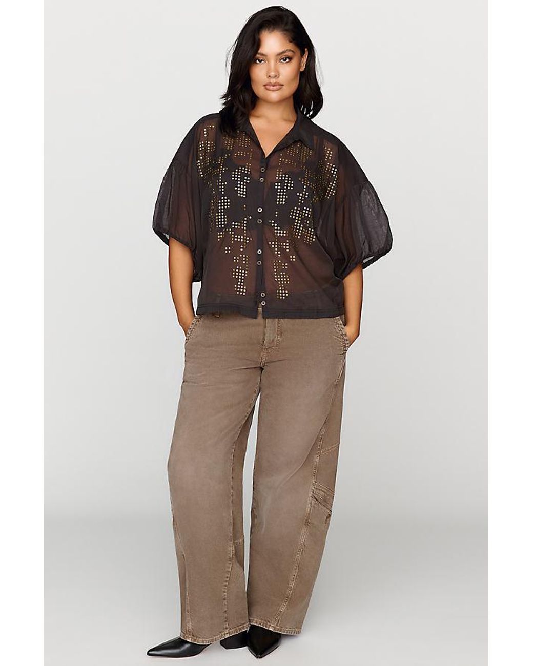 Pilcro Black Quincy Studded Blouse