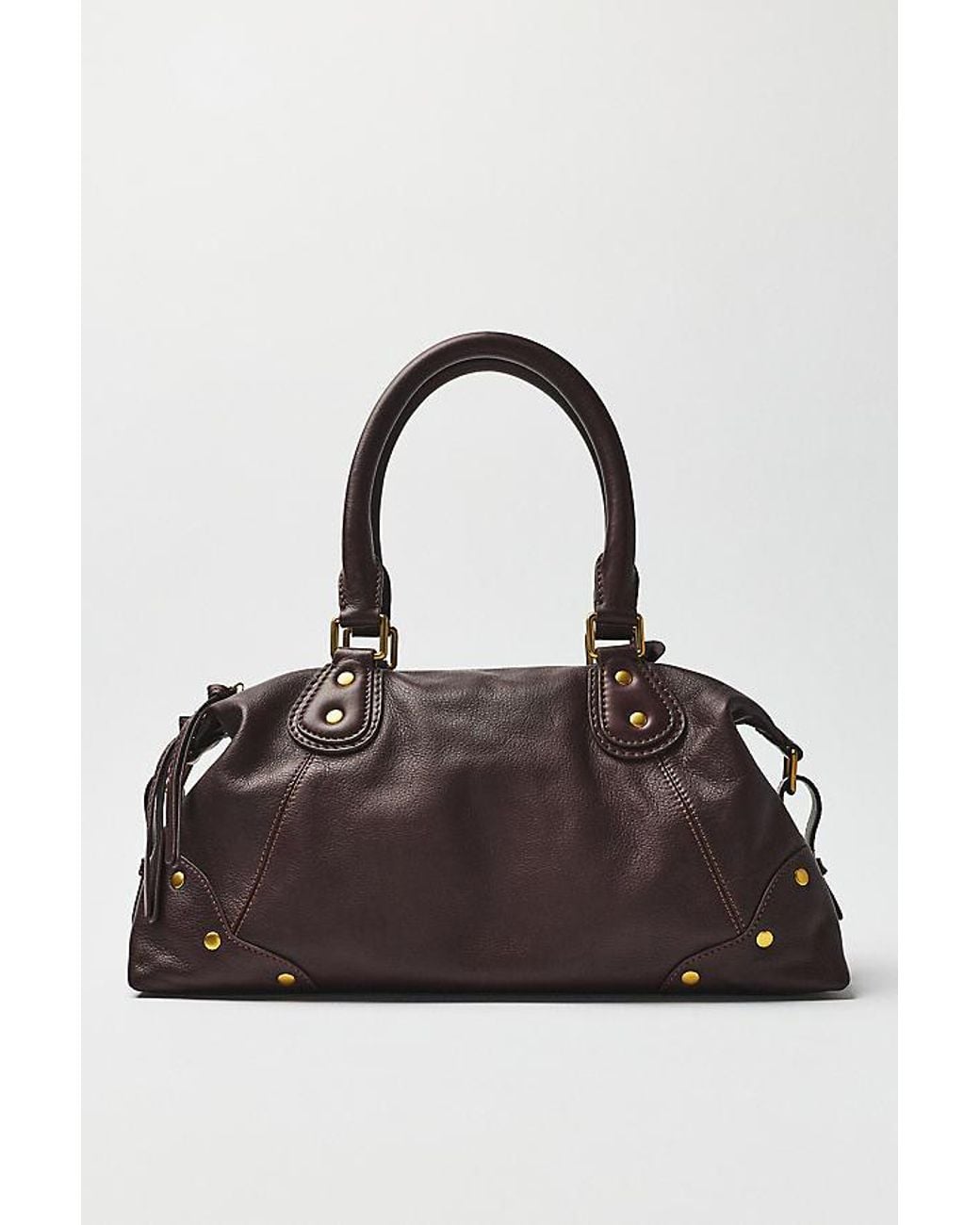 By Anthropologie Purple Arina Large Leather Satchel