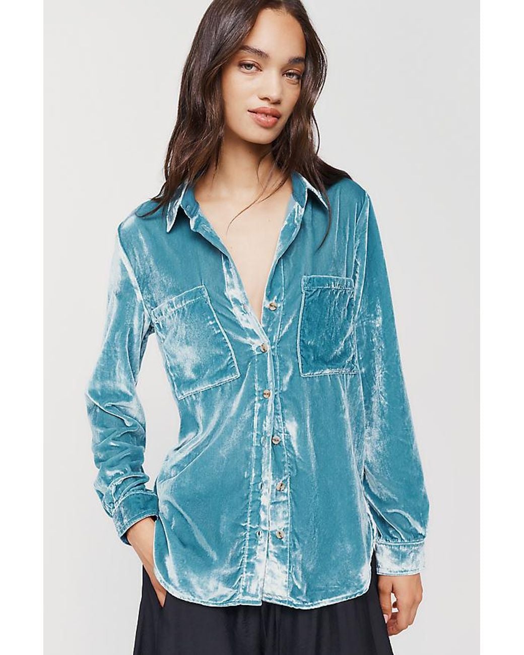 Pilcro Blue The Hadley Relaxed Buttondown Shirt By Velvet Edition
