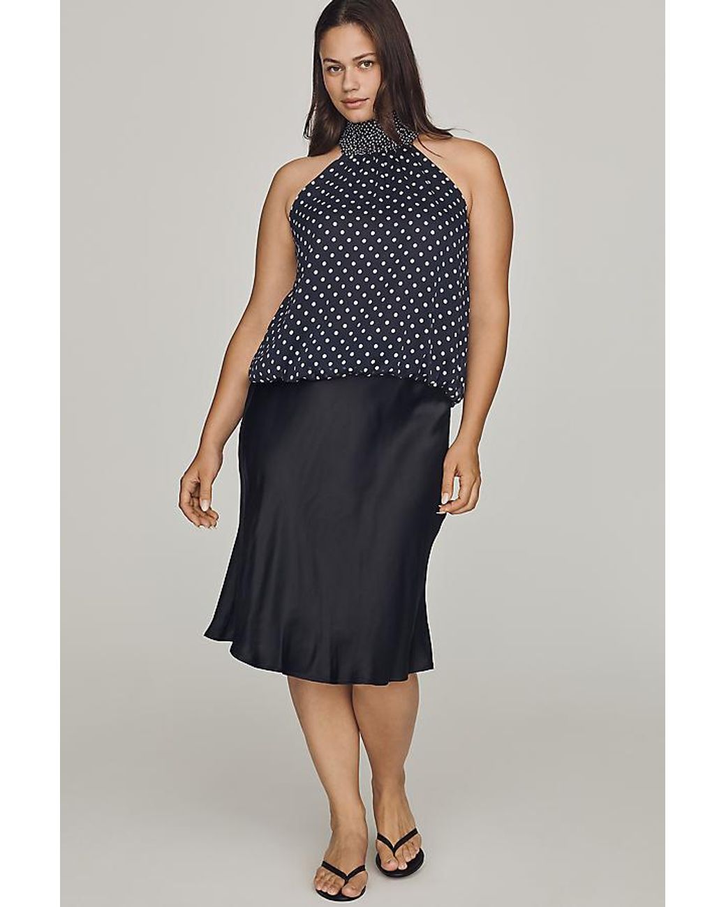 Maeve Blue Mock-Neck Bubble Top