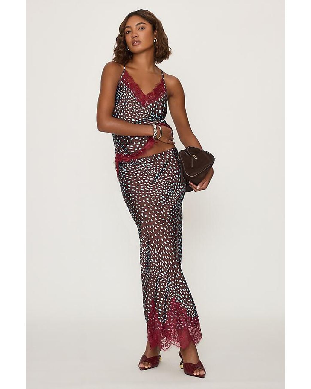 Never Fully Dressed Red Deer Maeva Midi Slip Skirt