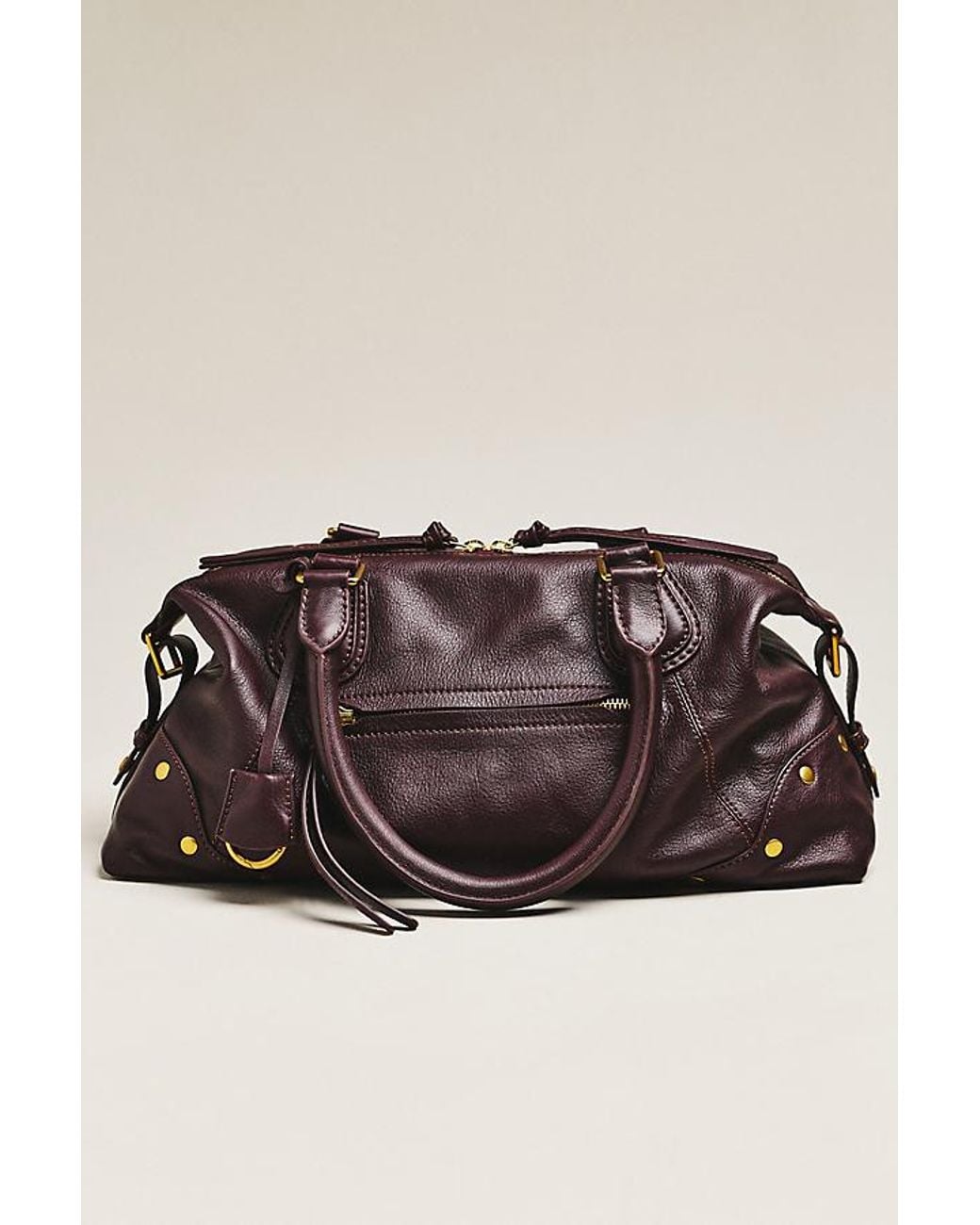 By Anthropologie Purple Arina Large Leather Satchel