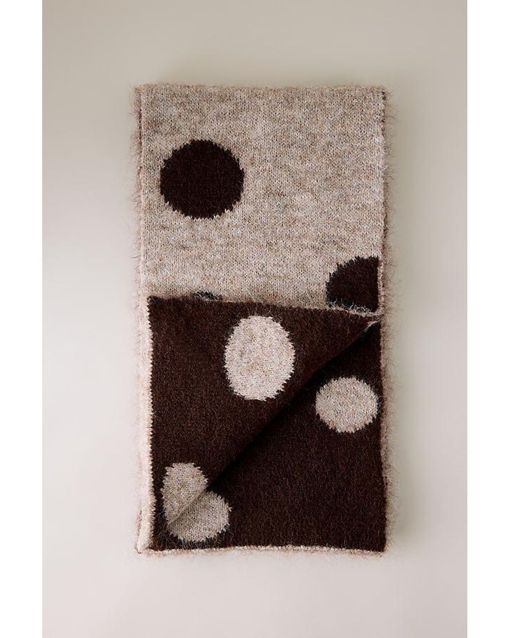 By Anthropologie Brown Polka Dot Scarf