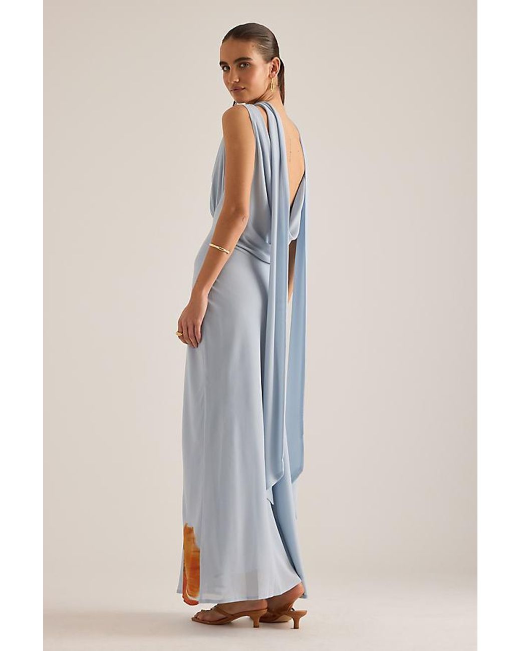 Never Fully Dressed Blue Sophie Blurred Floral Maxi Dress