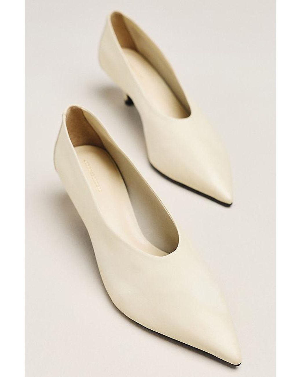 By Anthropologie Natural Pointed-Toe Kitten-Heel Pumps