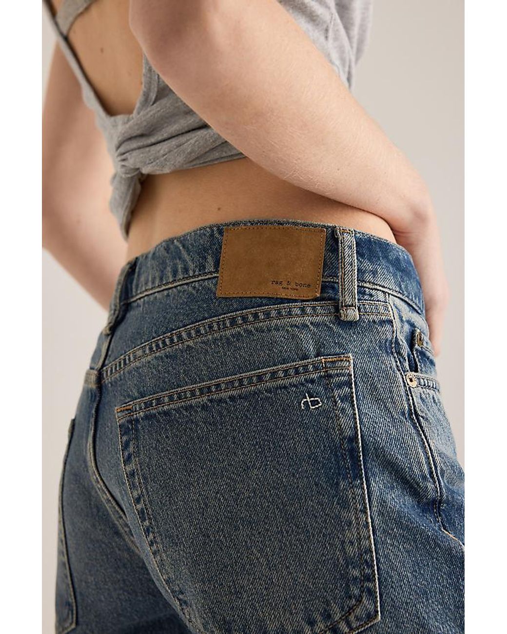 Rag & Bone Blue Saige Relaxed Straight-Leg Jeans