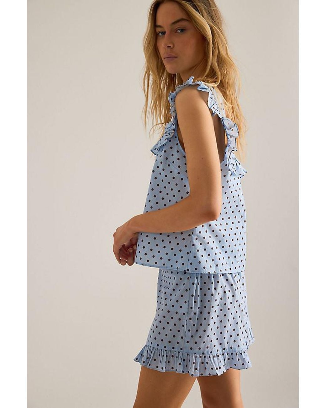 It's 9pm Blue Lucia Short Ruffle Pyjama Set
