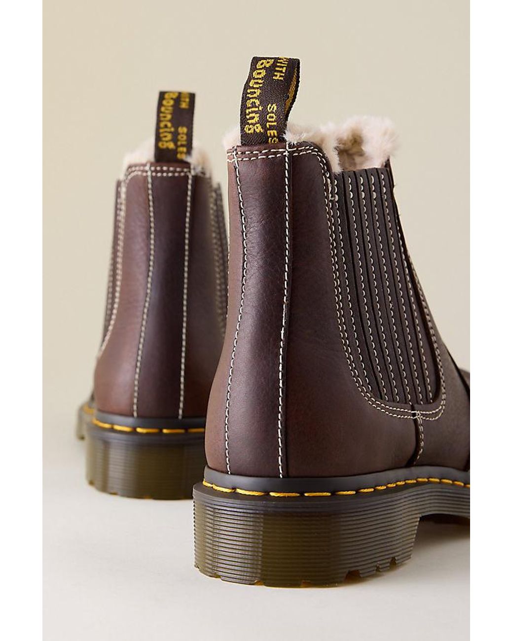 Dr. Martens Brown 2976 Leonore Ii Faux-Fur Lined Leather Chelsea Boots