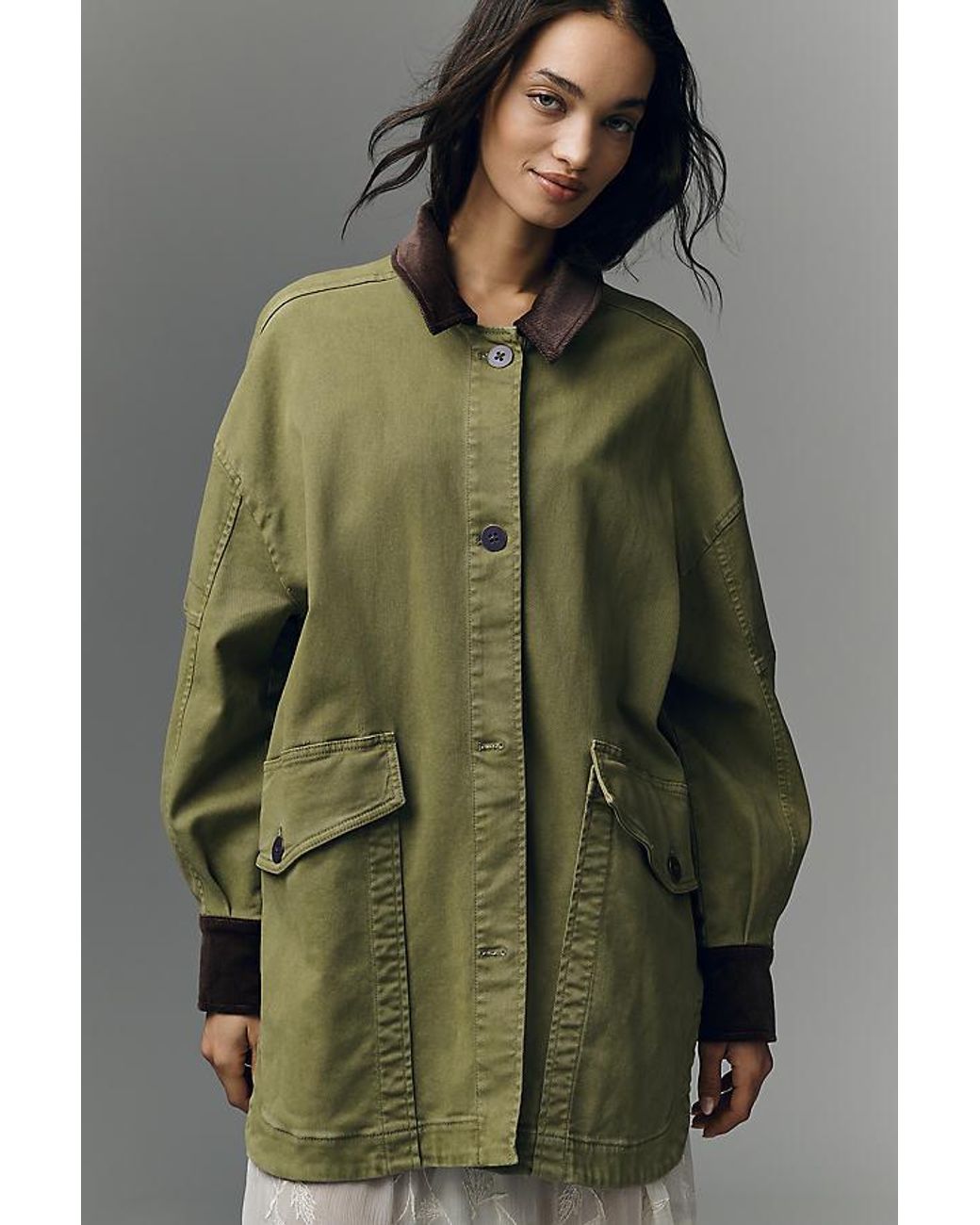 Pilcro Green Oversized Barn Coat