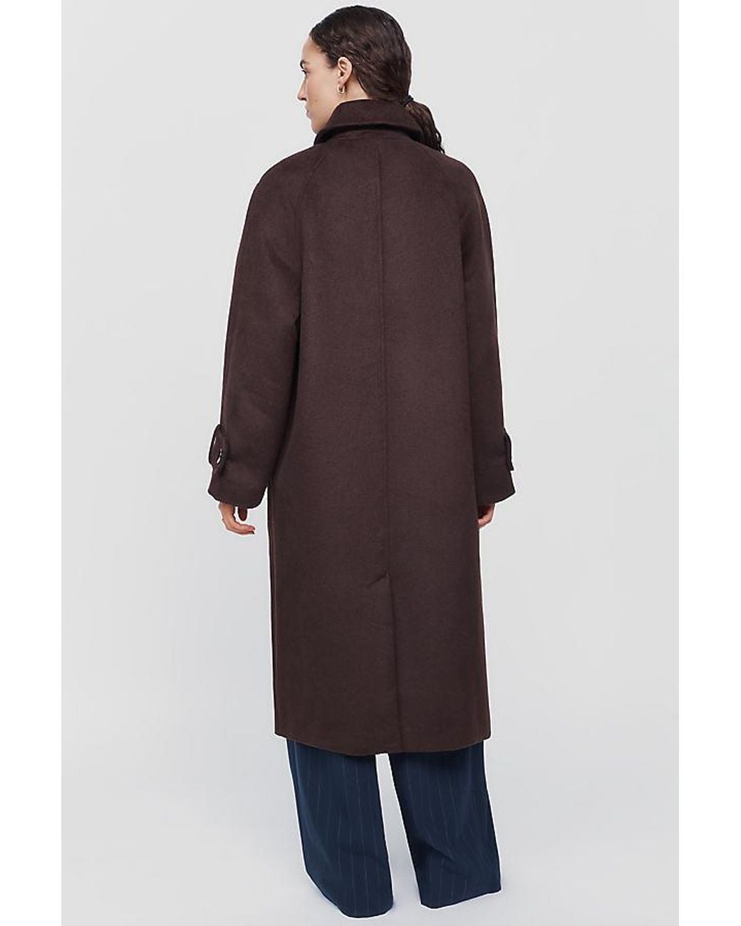 Maeve Blue Wool-Blend Balmacaan Coat