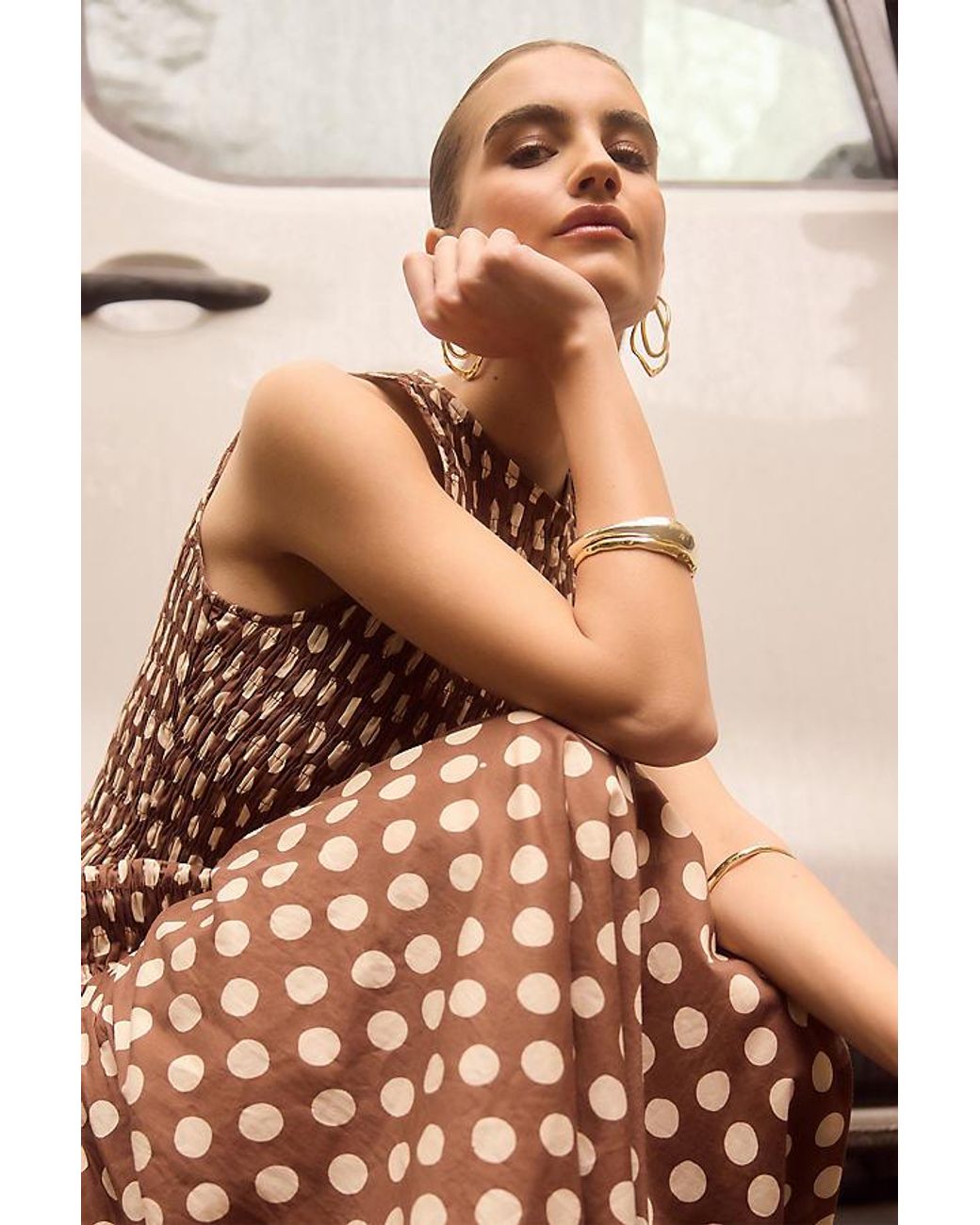 Faithfull The Brand Natural Luisa Smocked Maxi Dress