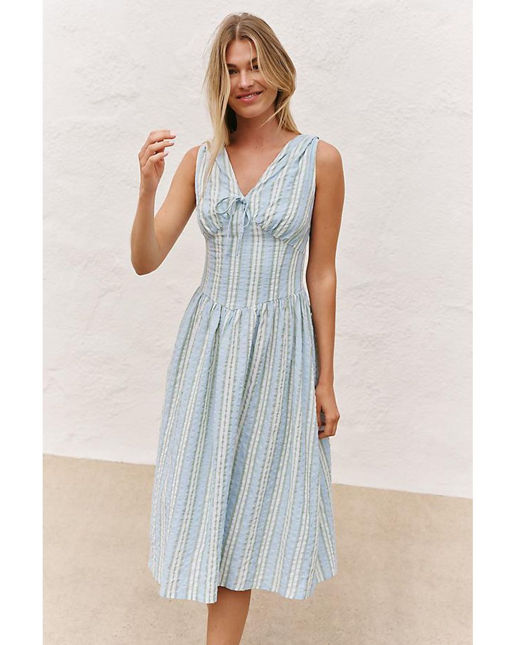 Celandine White Banchina Sleeveless Midi Dress