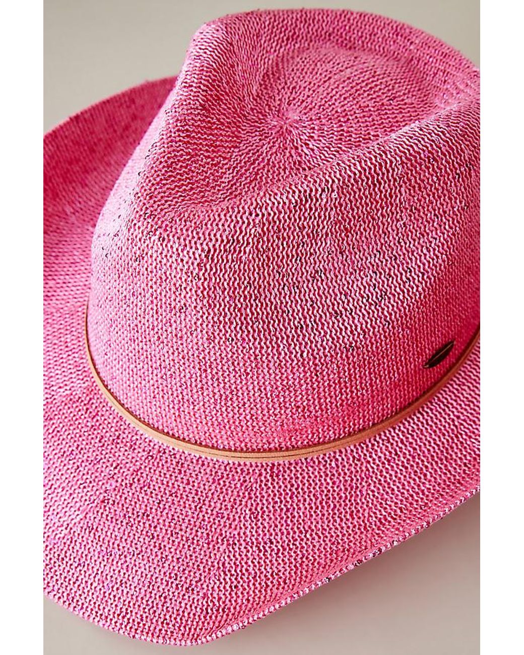 Anthropologie Pink Sparkle Straw Cowboy Hat