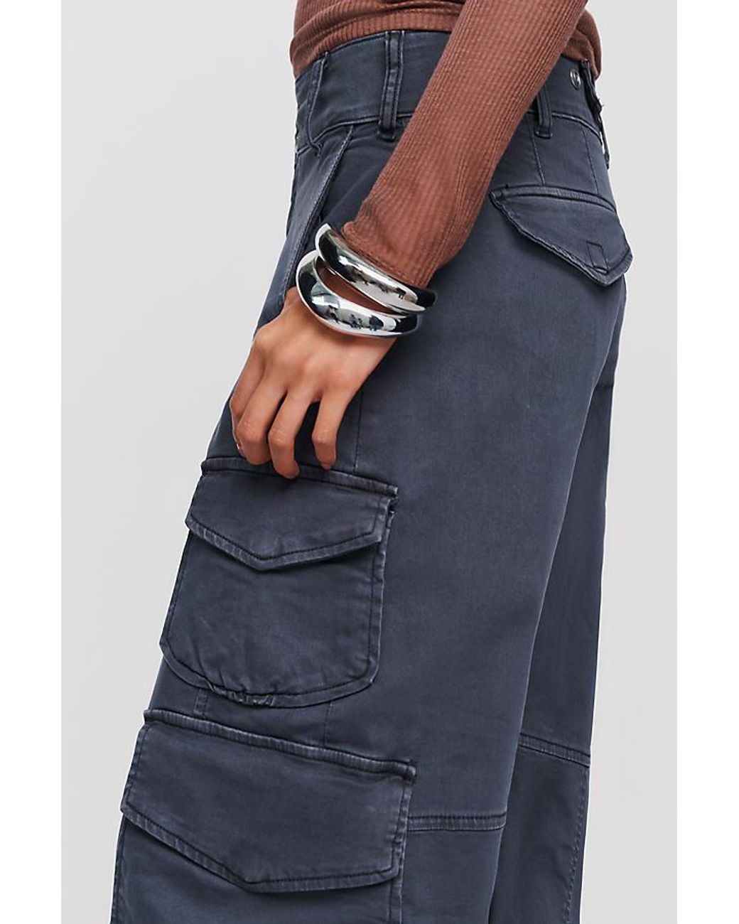 Pilcro Blue Aero Wide-Leg Cargo Pants By