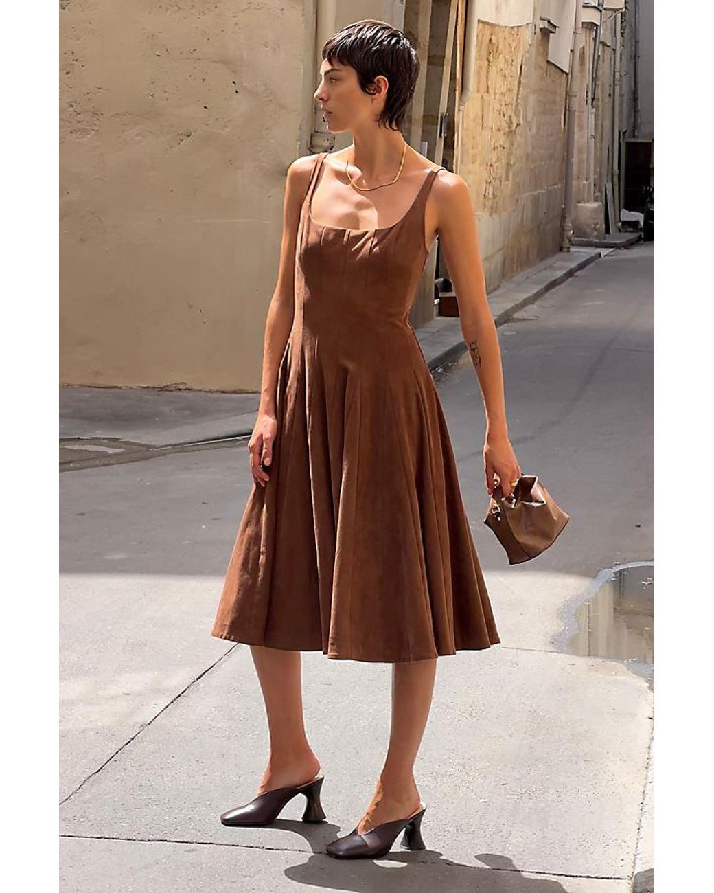 Maeve Brown Faux-Leather Croc Structured Bag