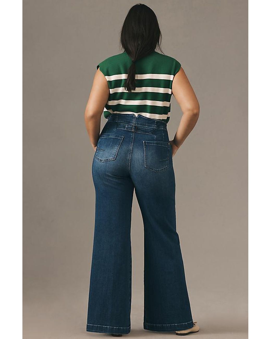 Pilcro Blue The Kit High-Rise Wide-Leg Utility Trouser Jeans By