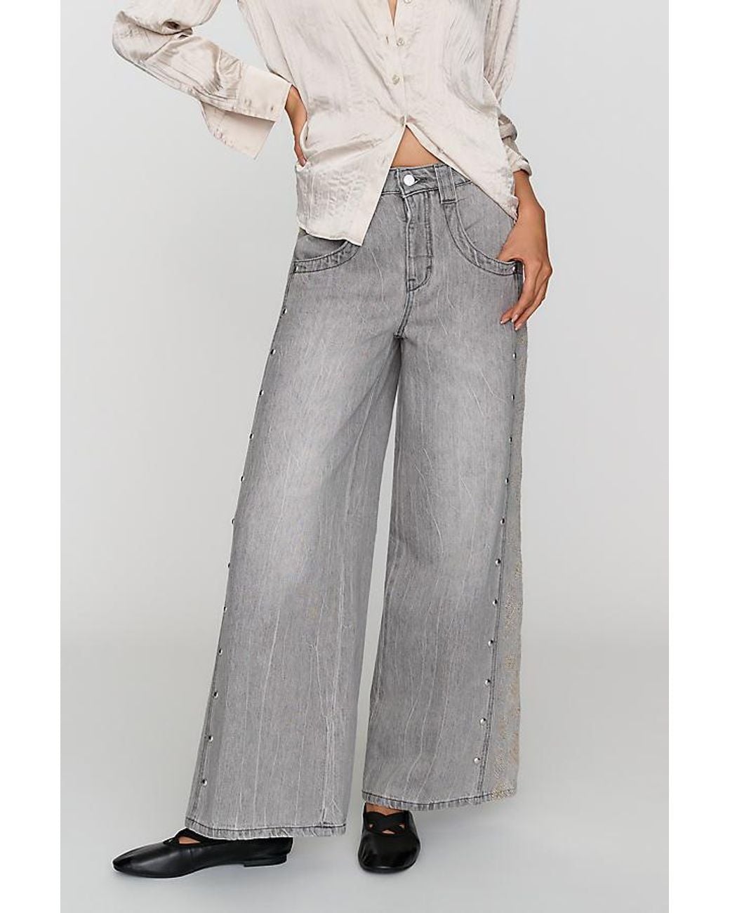Pilcro Gray Kenny High-Rise Tapered Leg Jeans