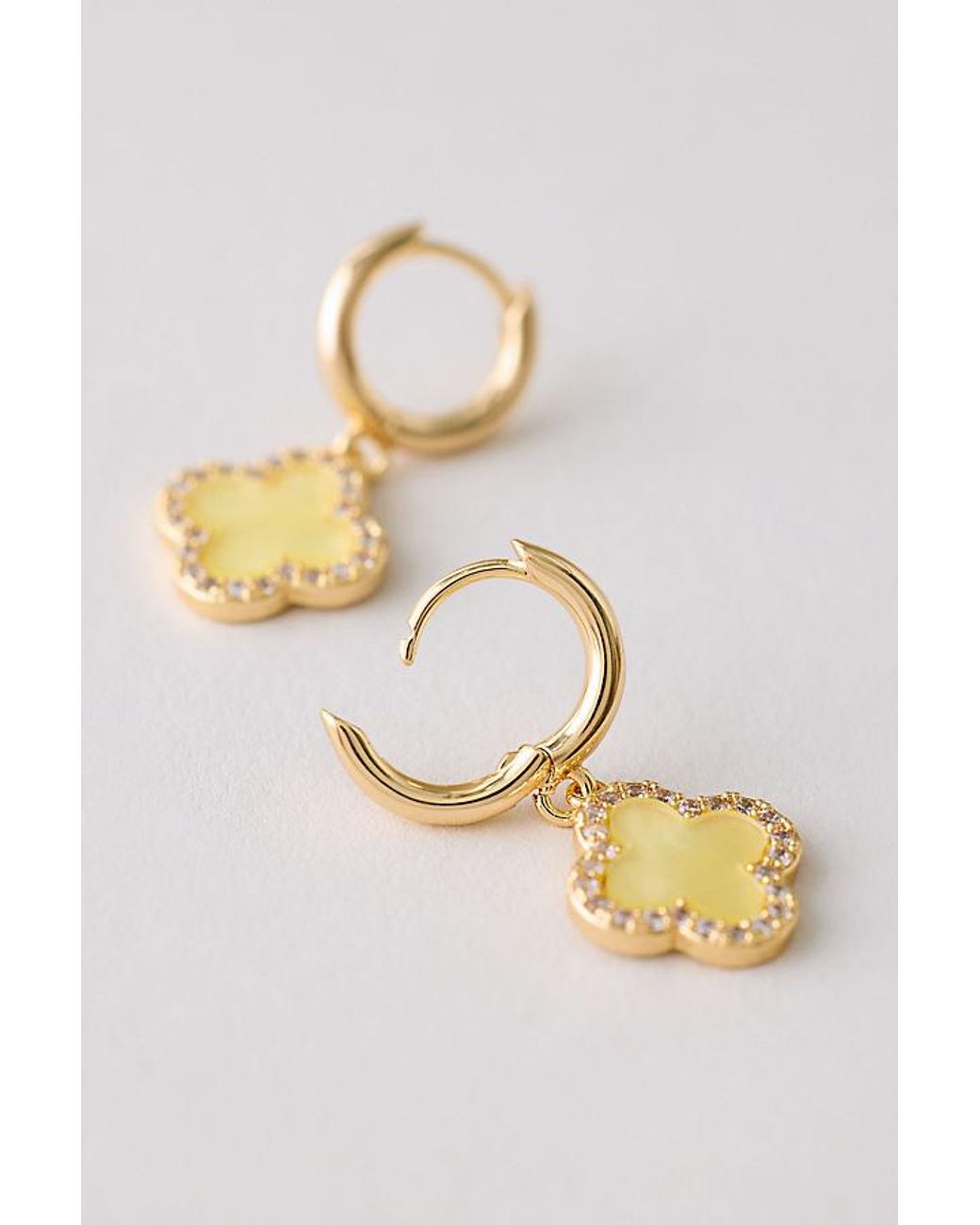 By Anthropologie Metallic Plated Clover Huggie Hoop Earrings