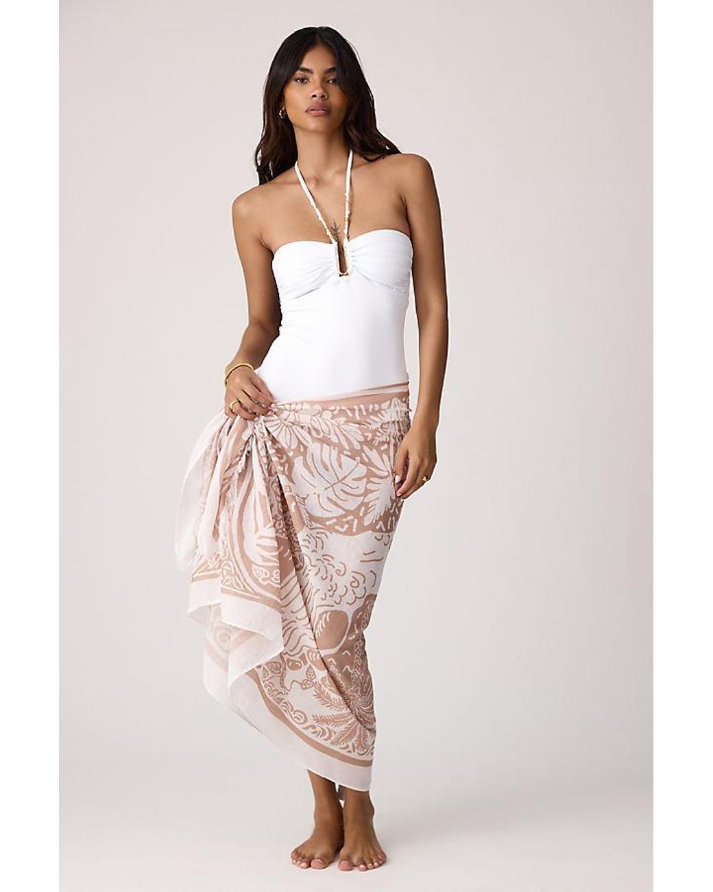 Sea Level White De Luxe U-Bar Halter One-Piece Swimsuit