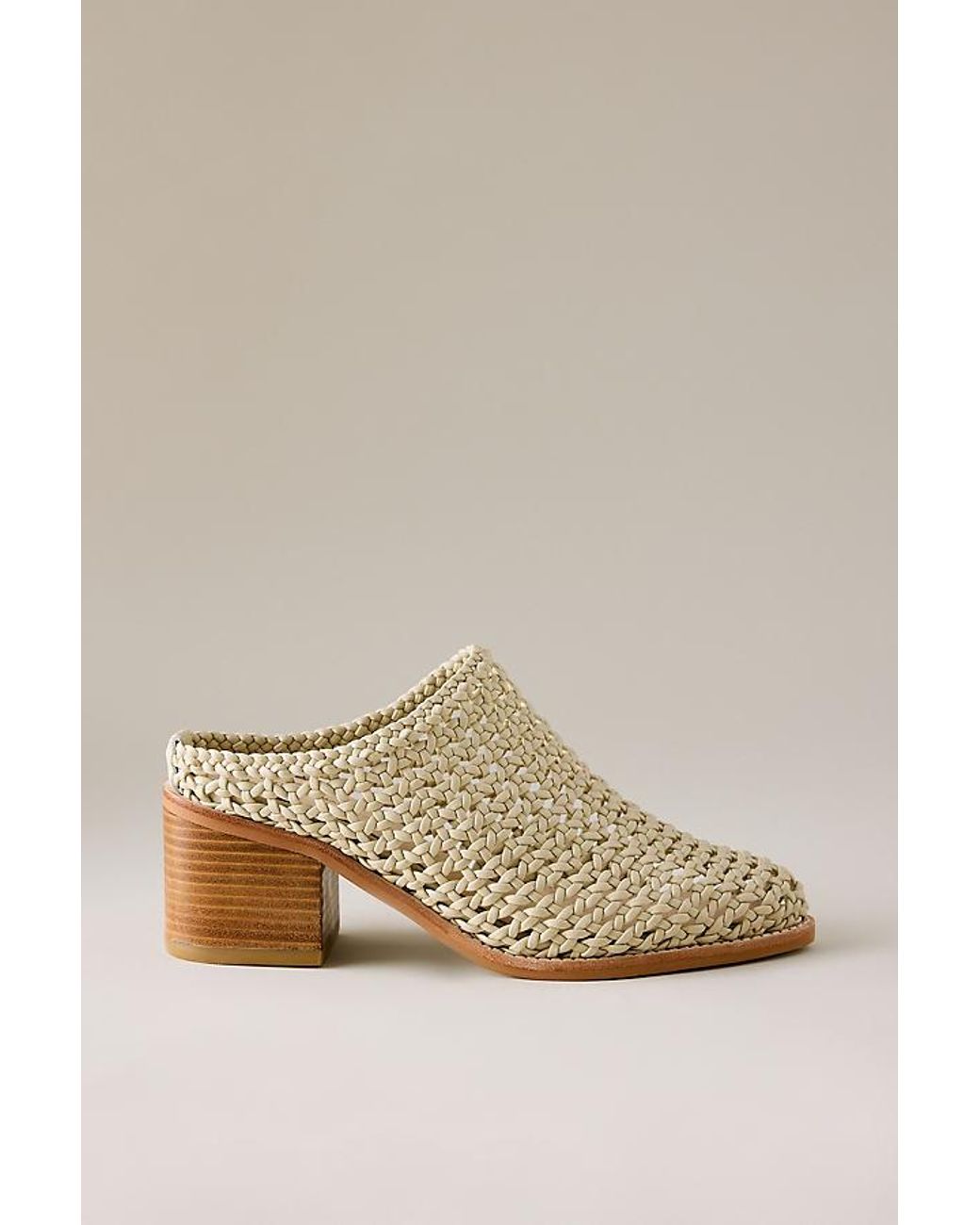 INTENTIONALLY ______ Natural Caps Woven Heeled Mules