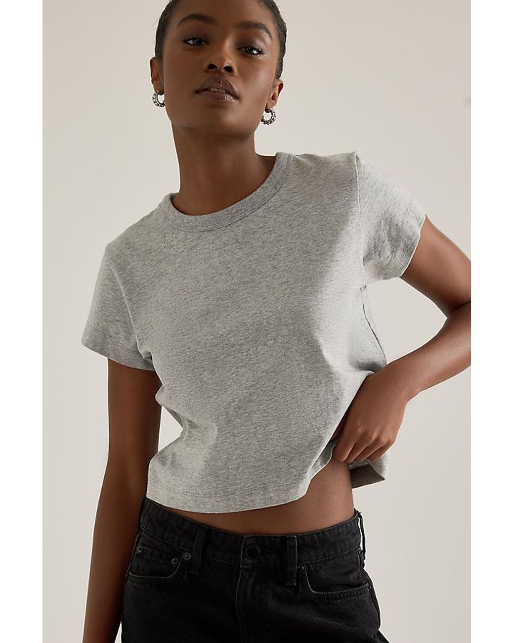 Rag & Bone Gray Kelly 100% Cotton Crop T-Shirt