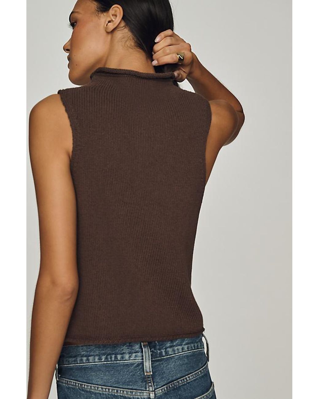 Pilcro Black 100% Cotton Roll-Neck Knit Tank Top