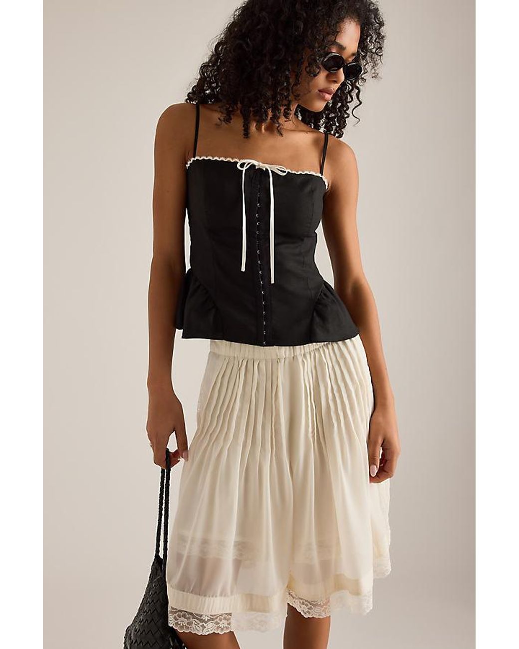 Kitri Black Adrea Linen-Blend Top