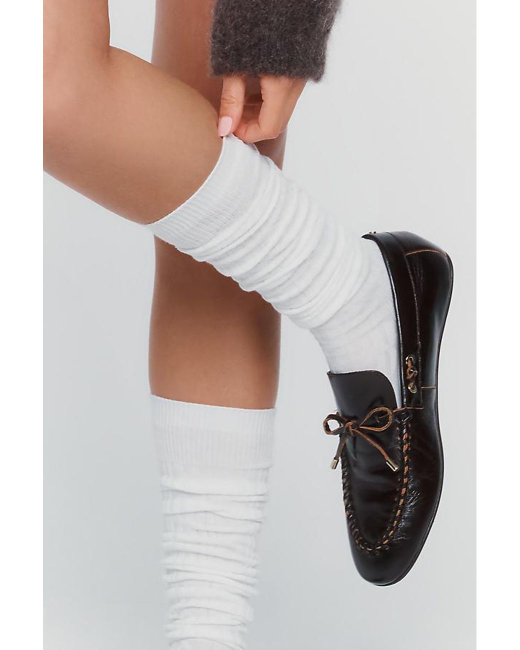 By Anthropologie Natural Sheer Over-The-Knee Cable Knit Socks