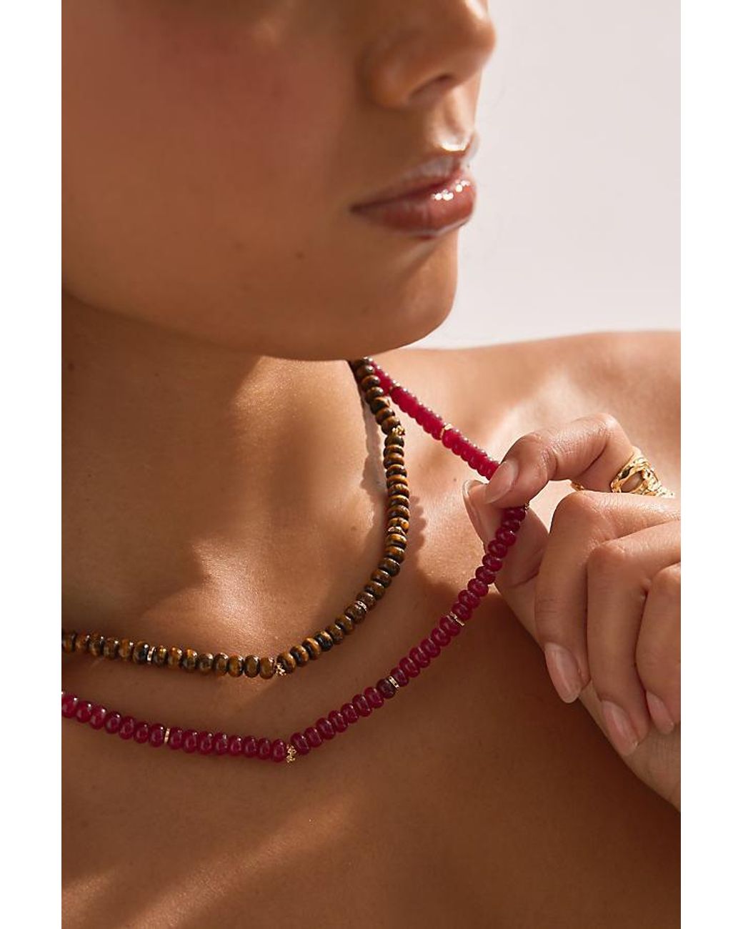 By Anthropologie Pink Beaded Necklace