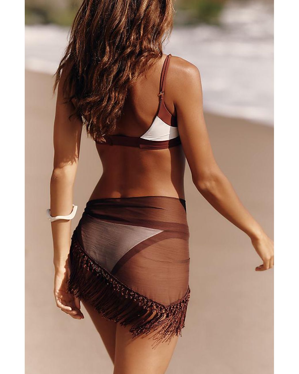 Celandine Black Sheer Fringe Wrap Sarong