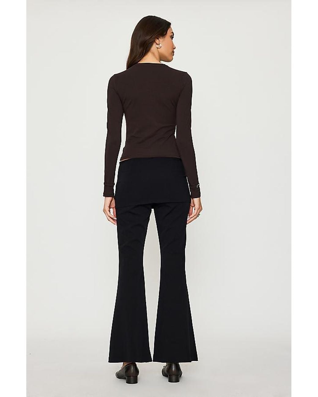 Feners Black Encanto Fold-Over Flare Trousers