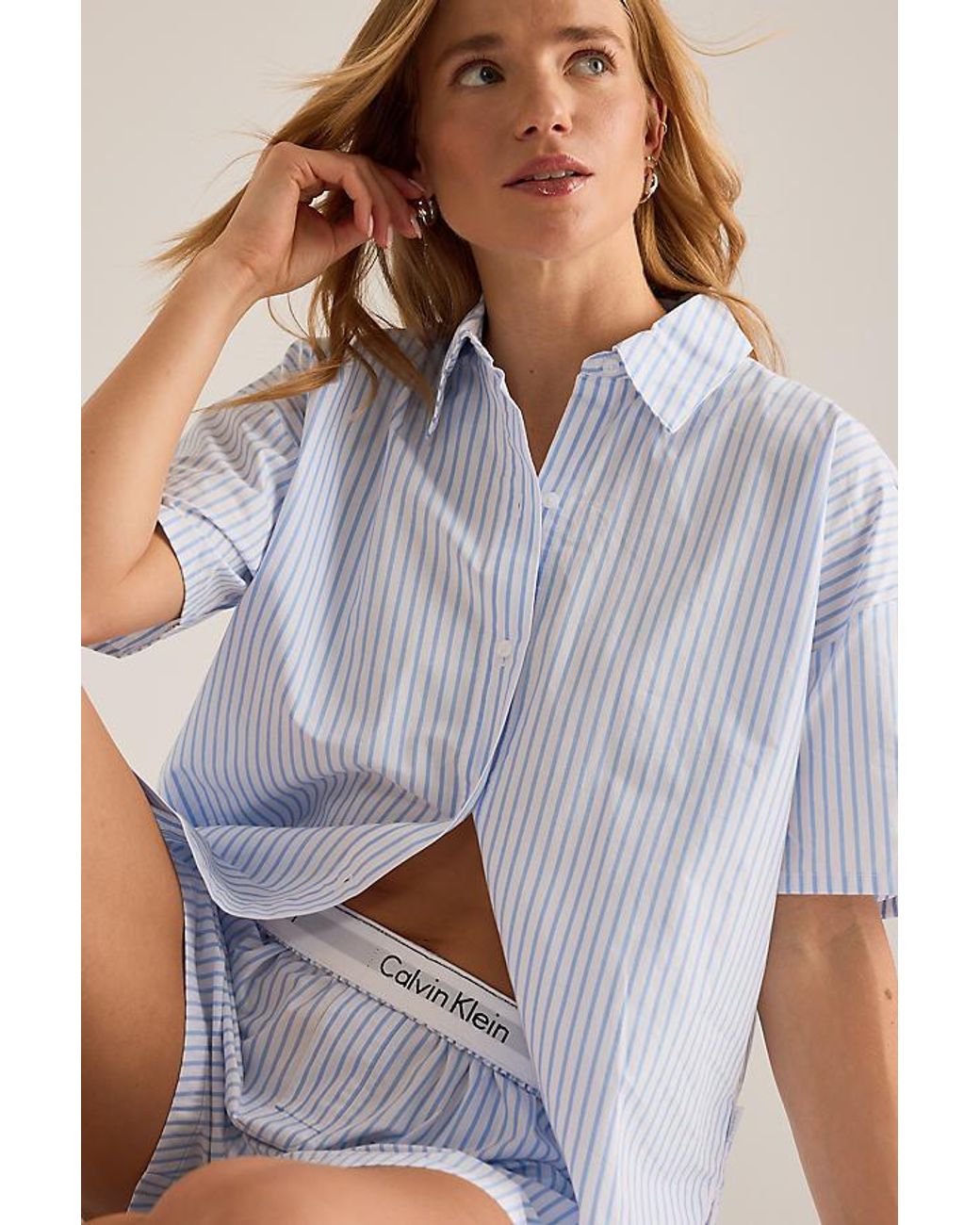 Calvin Klein Blue Relaxed Poplin Shirt