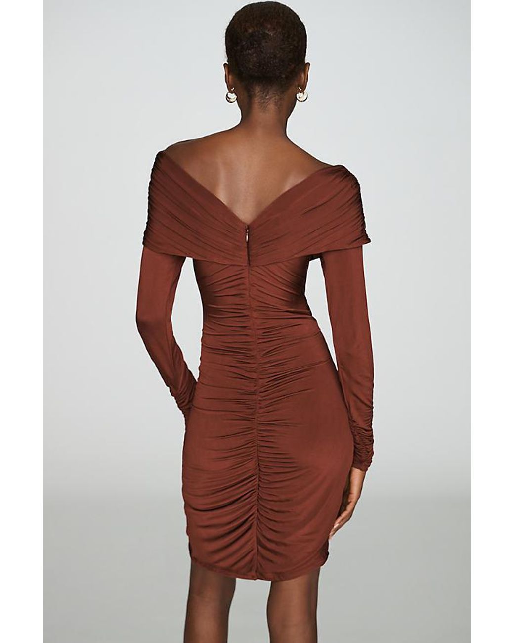 Maeve Red Ruched Mini Dress