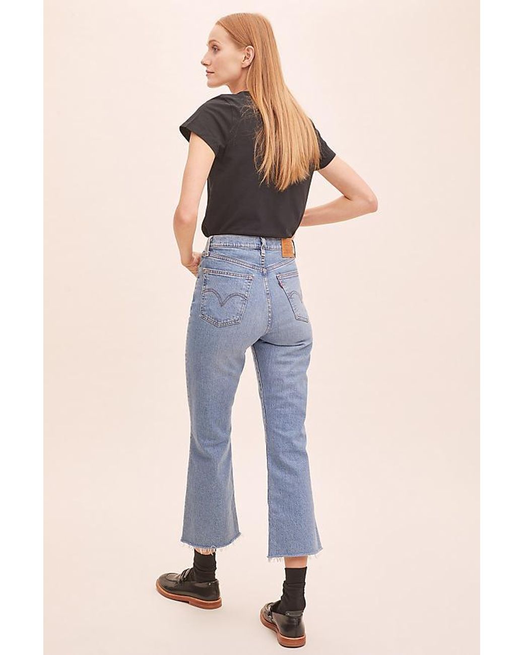 Levi's Ribcage Cropped-flared Jeans in Blue | Lyst UK