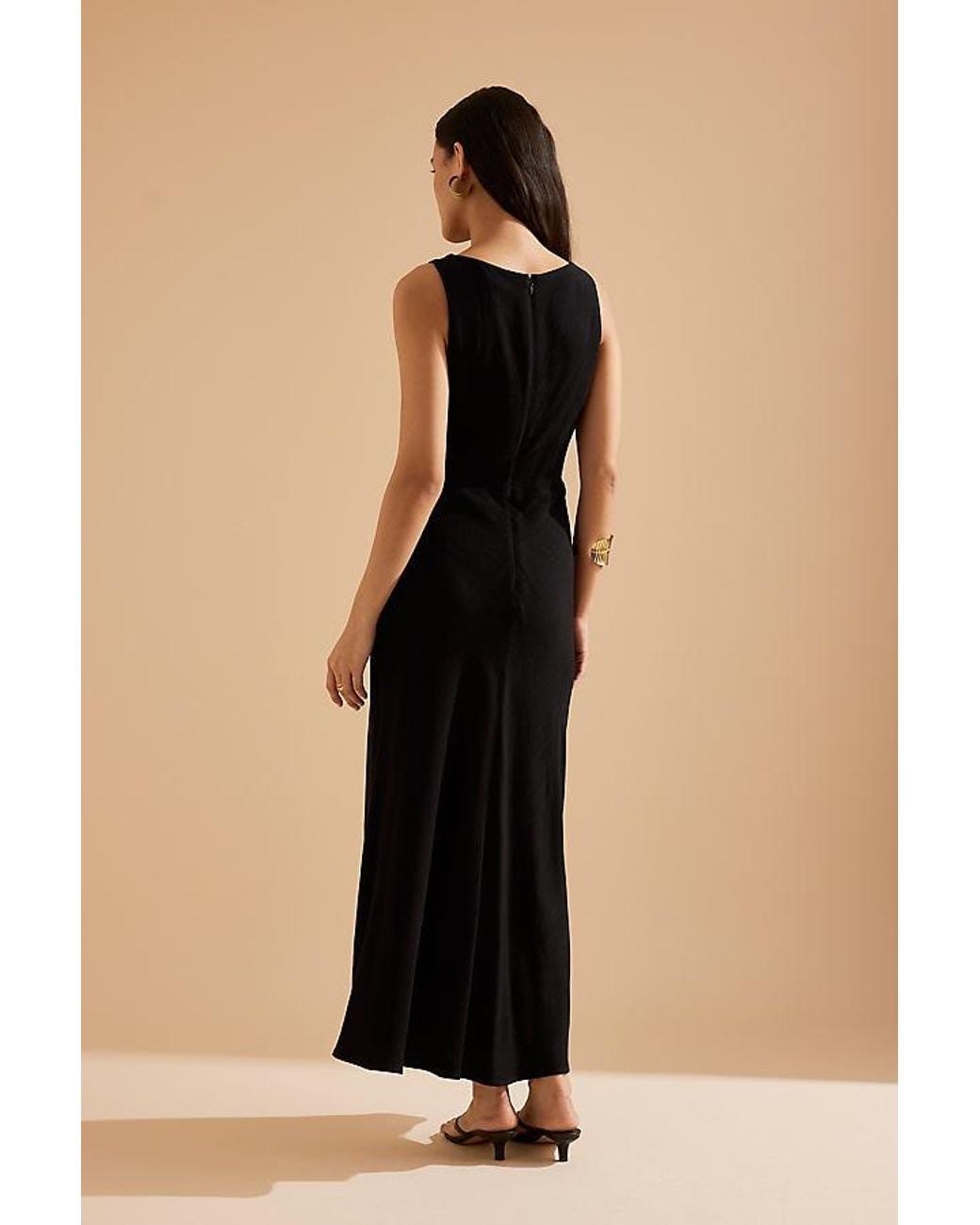 By Anthropologie Lola V-Neck Linen-Blend Midi Dress in Black | Lyst UK By Anthropologie Lola V-Neck Linen-Blend Midi Dress in Black | Lyst UK
