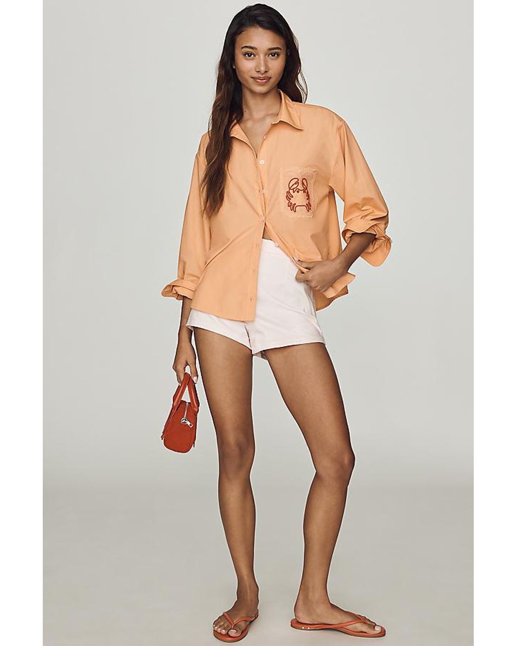 Maeve Orange Novelty Shrunken Bennet Buttondown Shirt By