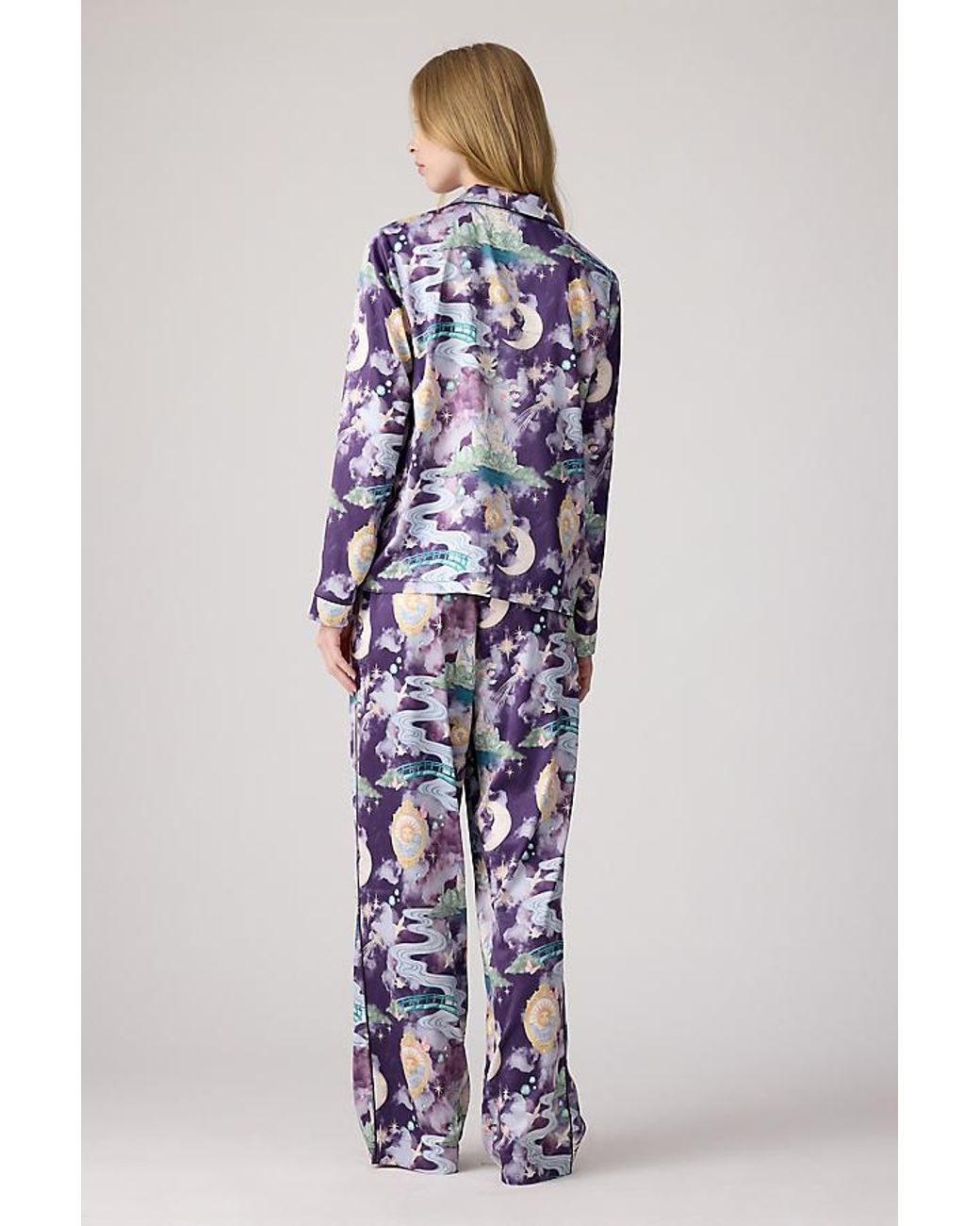 Chelsea Peers Multicolor Satin Dreamscape Kingdom Print Long Pyjama Set