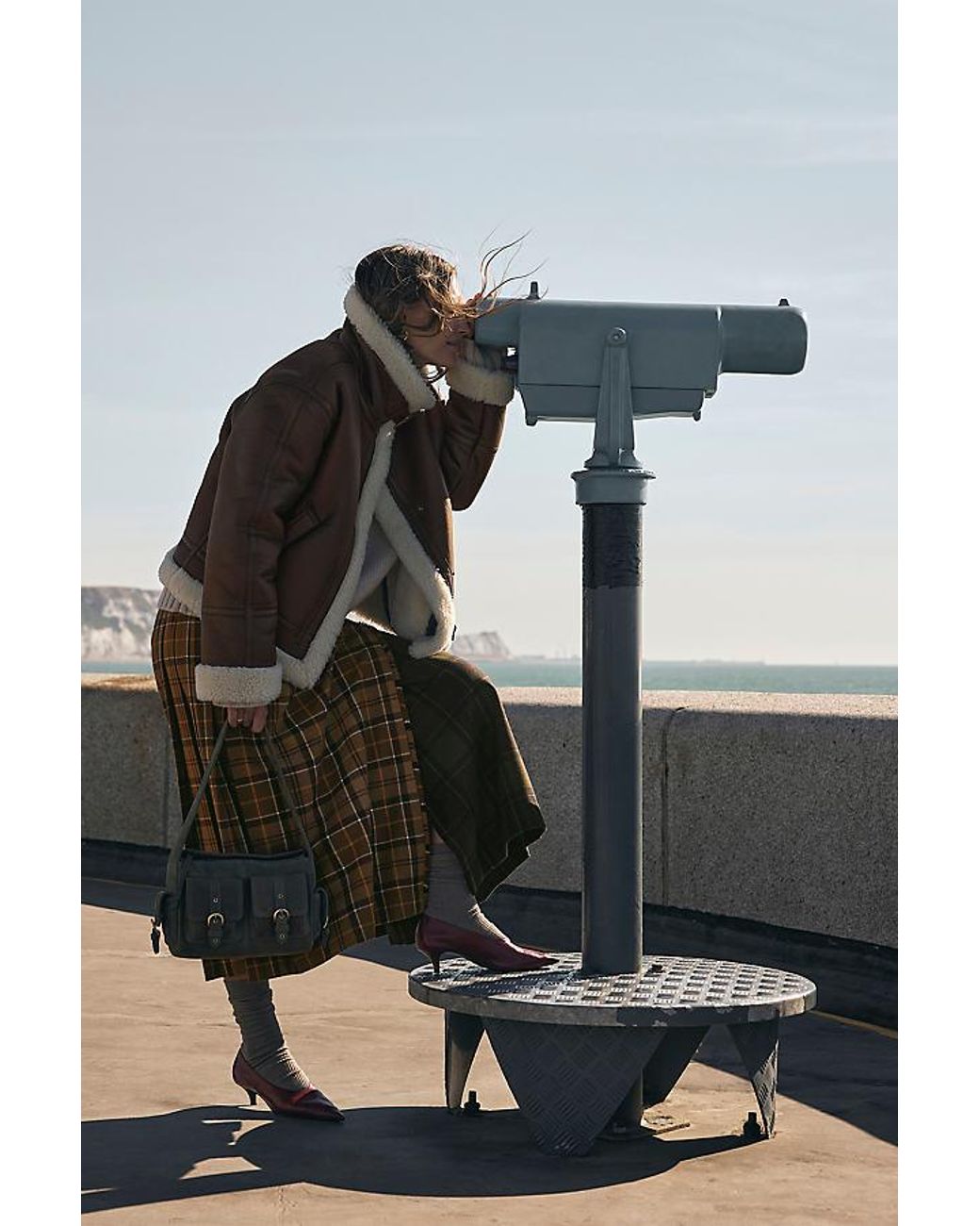 Barbour Gray Hazelwood Tartan Midi Skirt