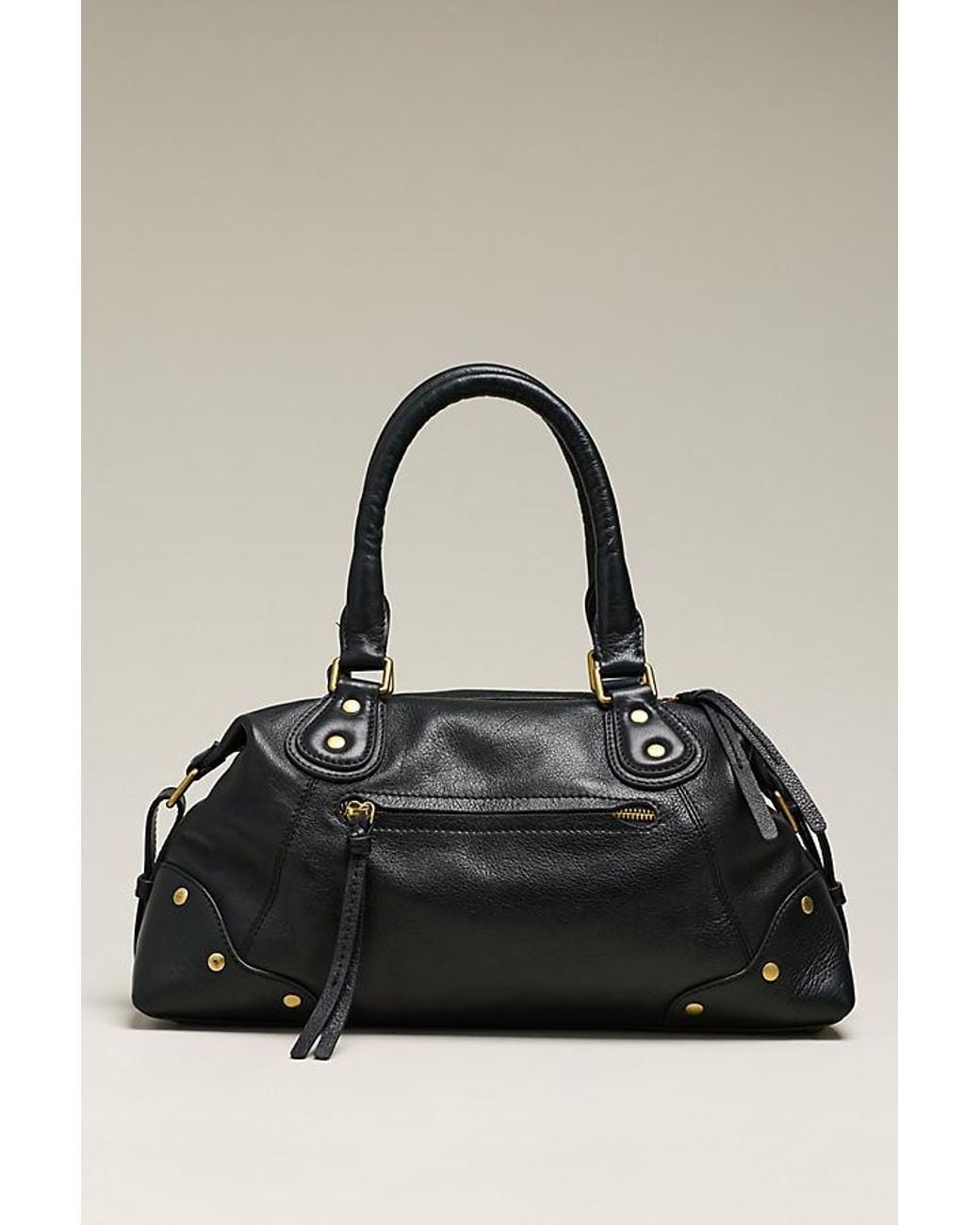 By Anthropologie Black Arina Large Leather Satchel