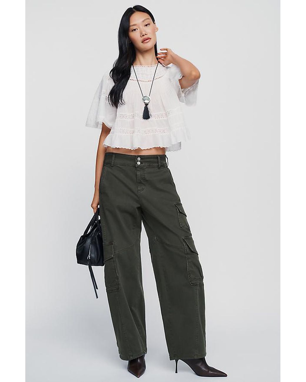 Pilcro Green Aero Wide-Leg Cargo Pants By