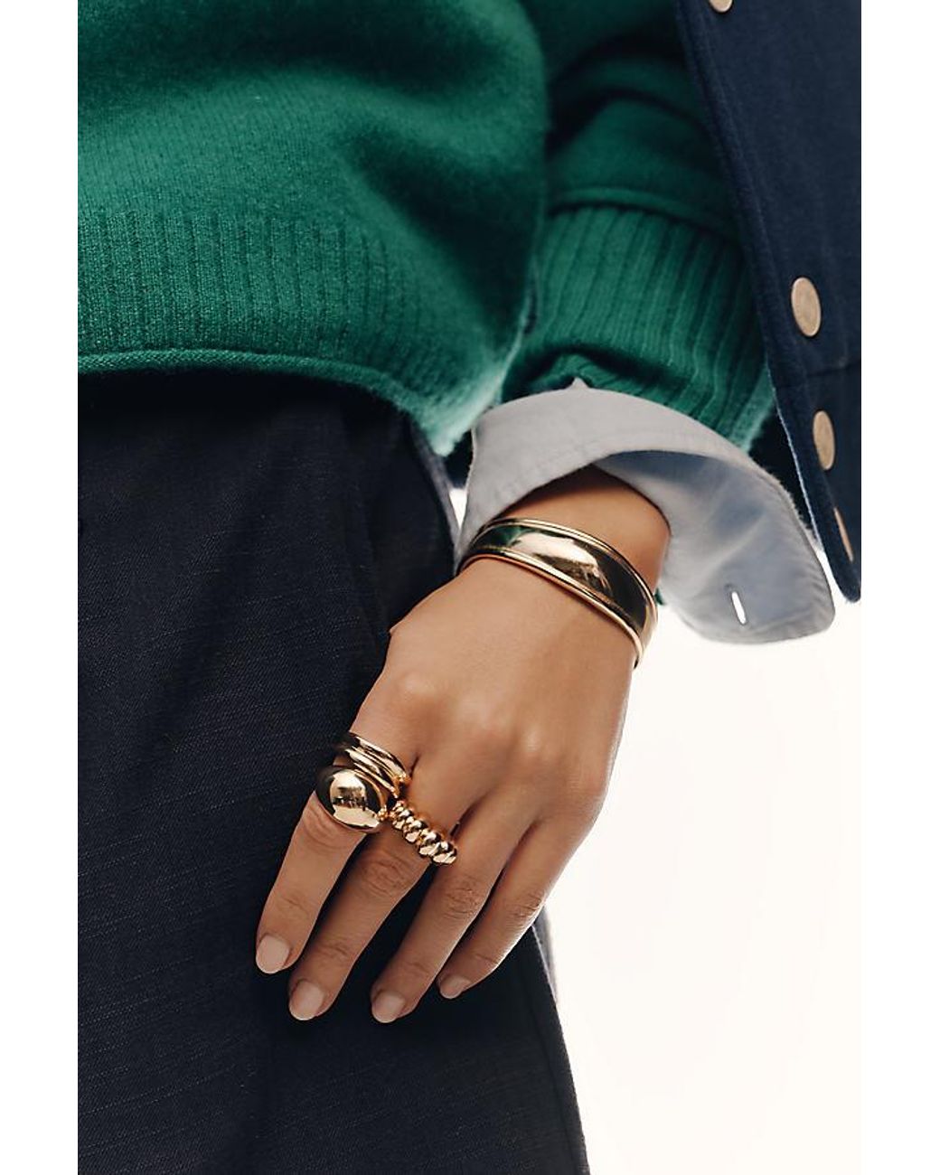 By Anthropologie Green Mod Metal Stacking Ring