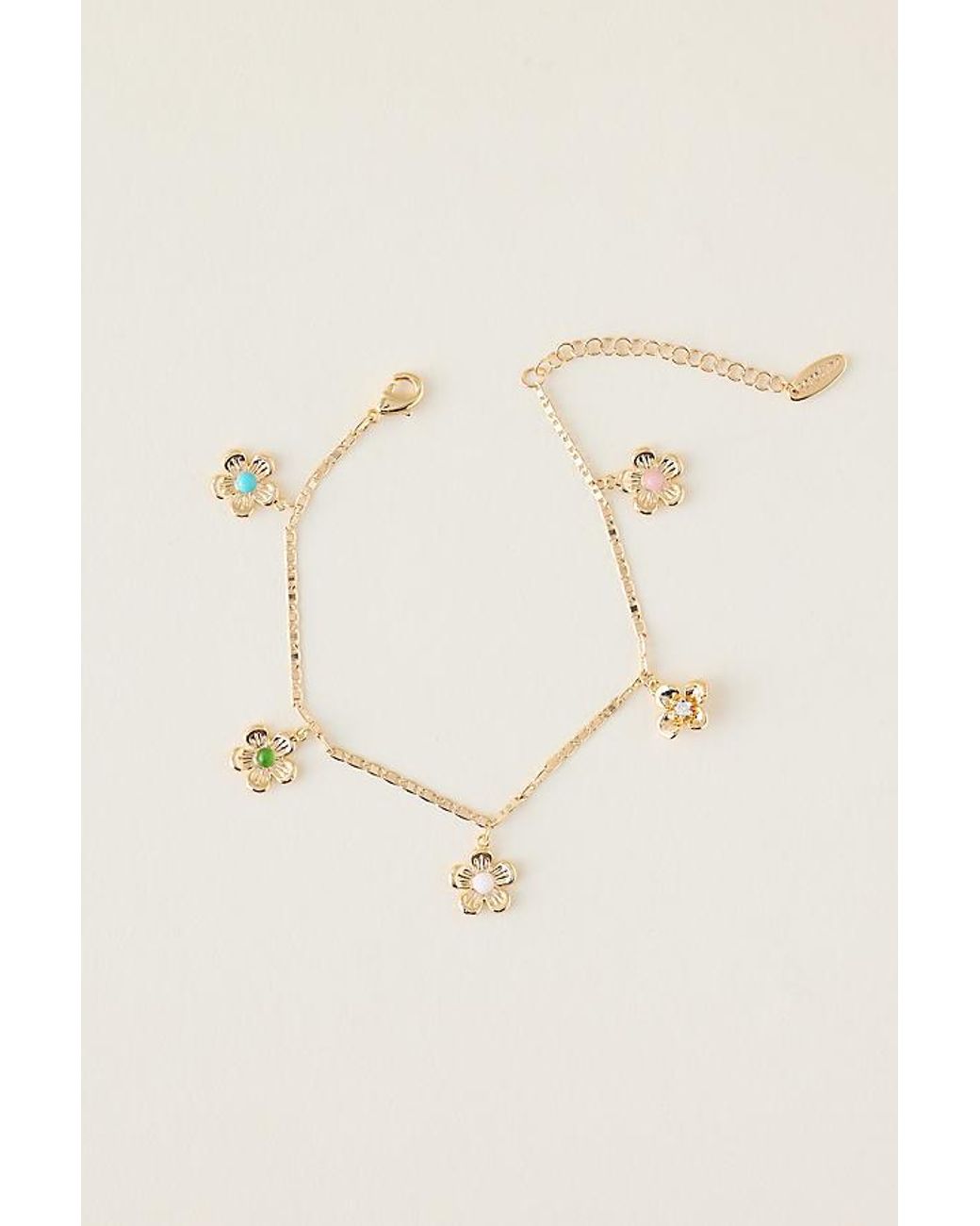 By Anthropologie Brown Plated Floral Daisy Charm Bracelet