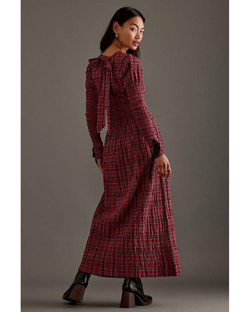 knee length dresses for ladies Elias Shirred Cotton Midi Dress / White | Meshki main image 0