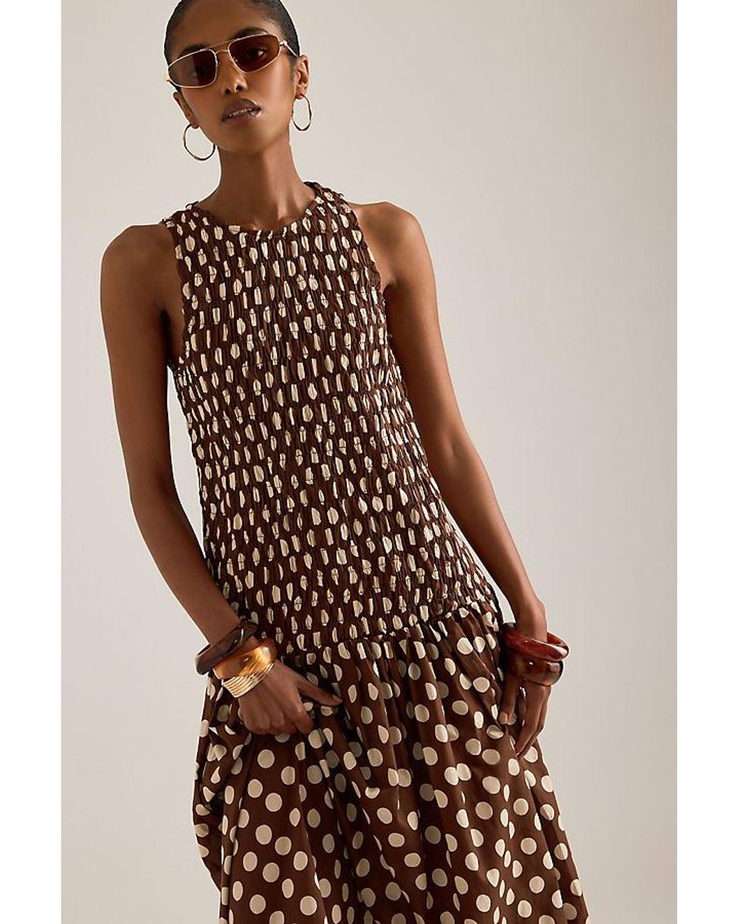Faithfull The Brand Natural Luisa Smocked Maxi Dress