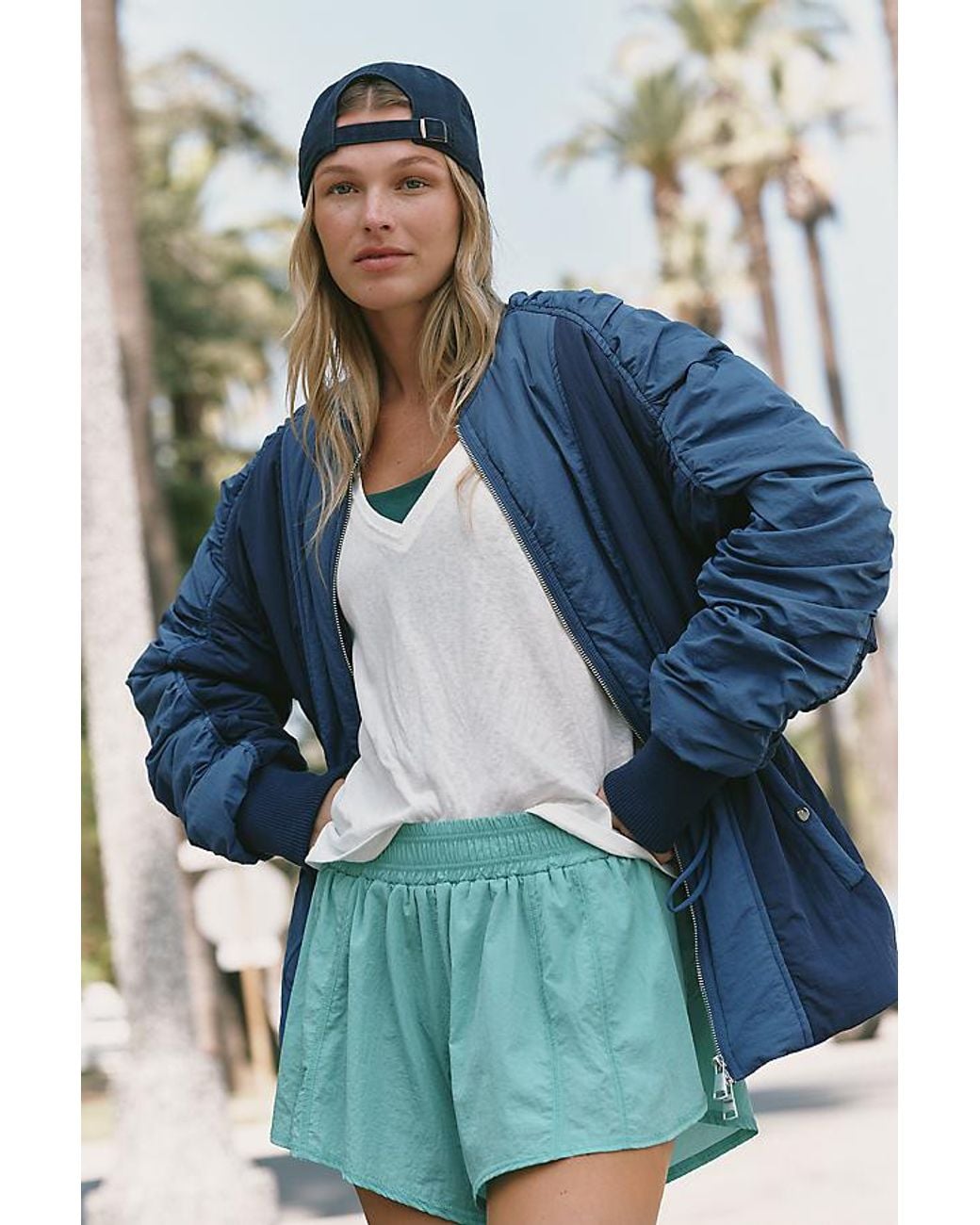 Daily Practice Blue Nylon Zip Trip Jacket