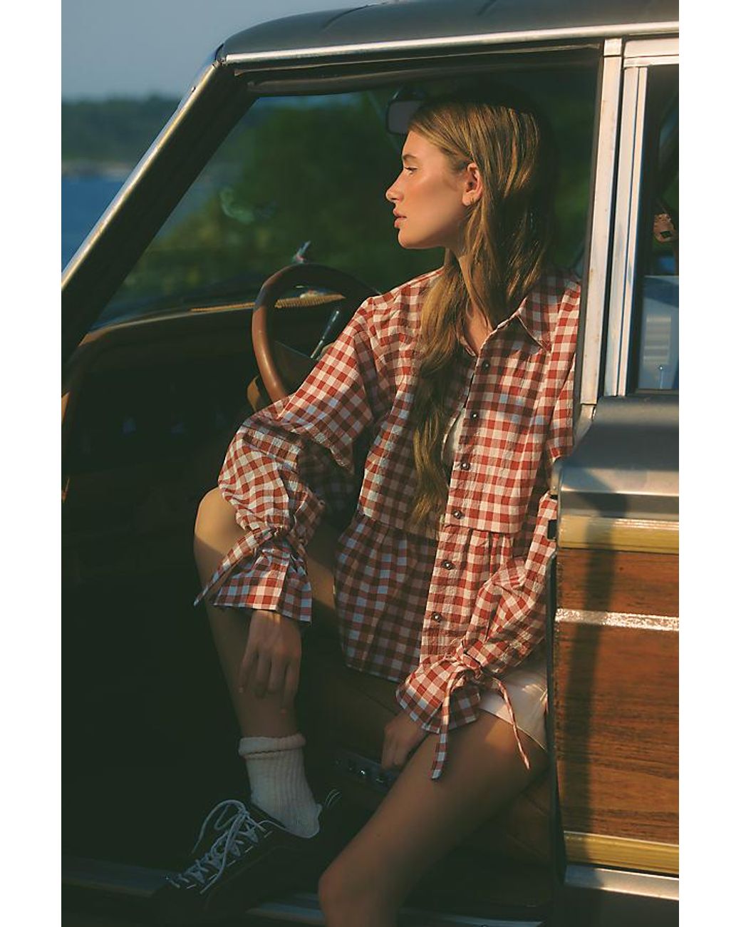 Maeve Blue Long-Sleeve Swing Top