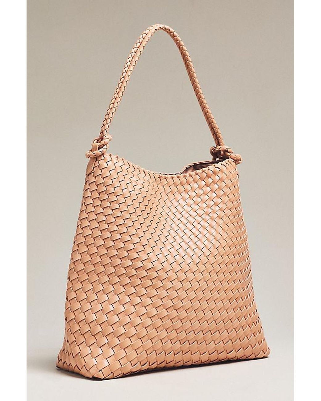 By Anthropologie Natural Woven Knotted-Strap Bucket Bag